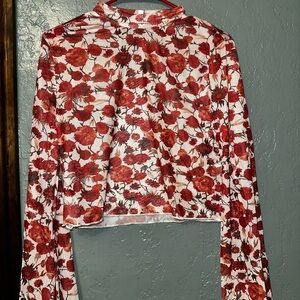 Floral Long Sleeve Crop Top